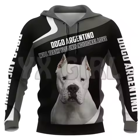 Dogo Argentino 3D Printed Hoodies Unisex Pullovers Funny Dog Hoodie Casual Street Tracksuit