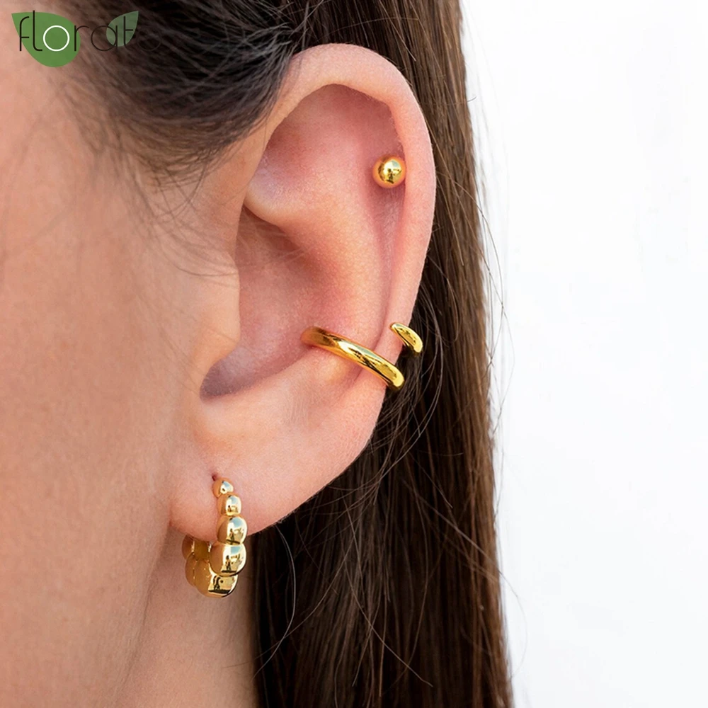 1 قطعة الذهب اللون موضة Minilist لا ثقب الأذن الكفة أقراط للمرأة وهمية ثقب الأذن مقاطع أقراط للنساء الأصفاد