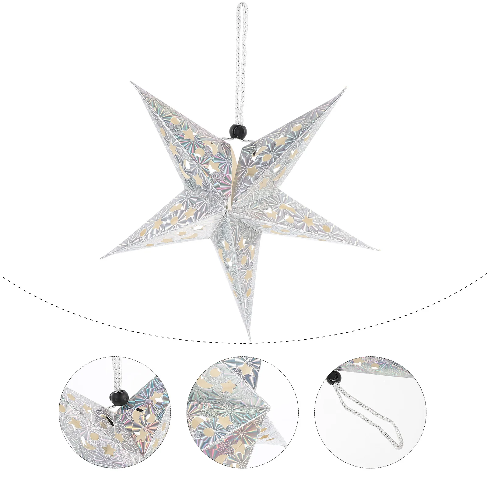 

4Pcs Paper Star Lantern 3D Five Point Christmas Tree Topper Festive Hanging Decor for Indoor Outdoor Events Ceiling Lampshade