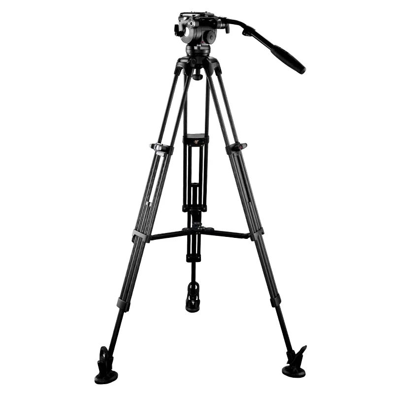 E-IMAGE EG08C2 Professional 1.7m 2-Stage Carbon Fiber Fluid Video Tripod with Hydraulic damping head for camera video shooting