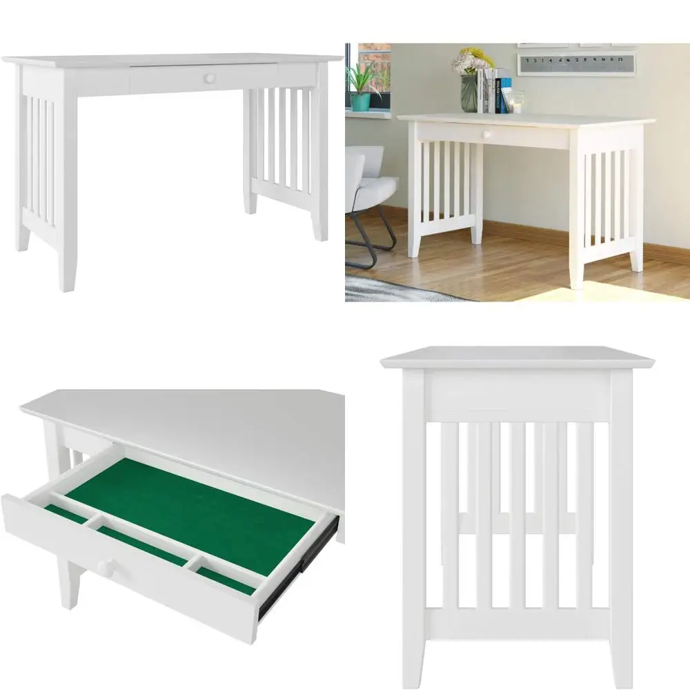 

, Mission Desk with Drawer, White