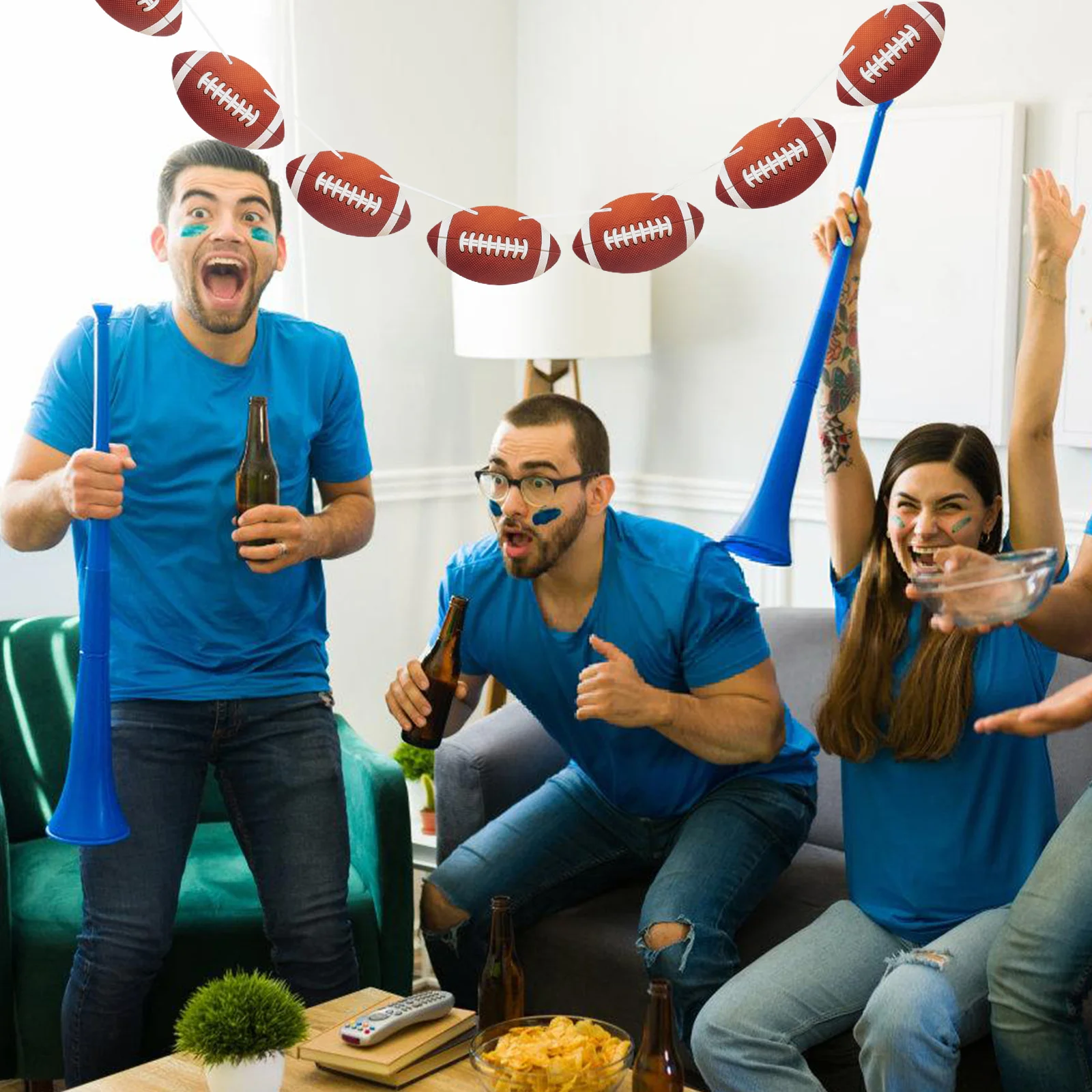 

8pcs Rugby Football Party Decorations Banner Garland Flags Birthday Sport Theme Sequins Hang Ornaments for Celebration Home