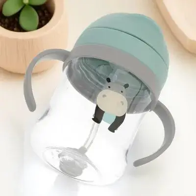 

Baby Learning Cup with Straw and Handles Food Grade Spill Proof Toddler Sippy Cup for Training Independent Drinking