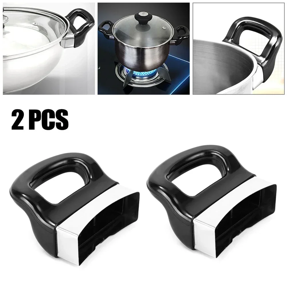 ALLGOOD 2pcs Universal Black Bakelite Metal Pressure Pan Cooker Steamer Sauce Pot Replacement Short Side Handle Grip For Home To