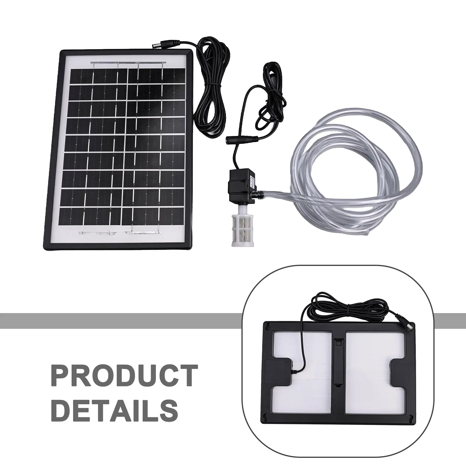 Aquarium Use Fish Pond Pump Filtration Pump Solar Panel 19*28cm 0.8L min Air Volume Maintenance-free Silent Operation