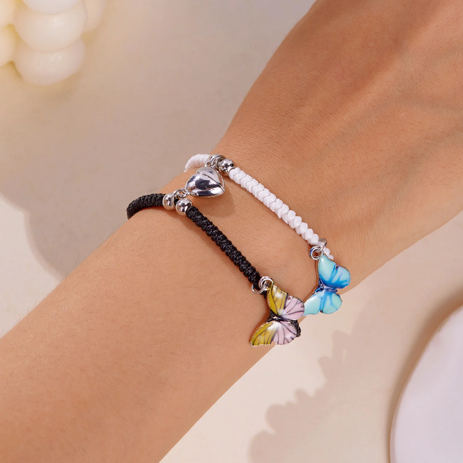 2 Teile/satz Schmetterling Paare Anhänger Leuchtendes Armband für Frauen Männer Minimalistisches Seil Geflecht Armband Freundschaft Schmuck Geschenke – Detail 13