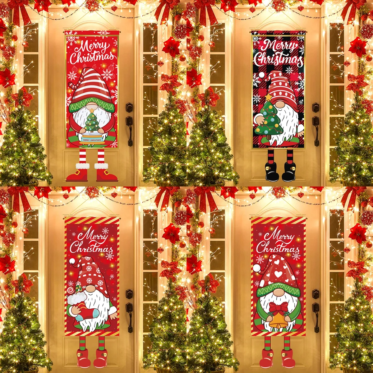 علم معلق لعيد الميلاد لباب الشرفة ، ديكور المنزل ، زخرفة ، هدايا عيد الميلاد ، السنة الجديدة ، ، من من من من الخارج