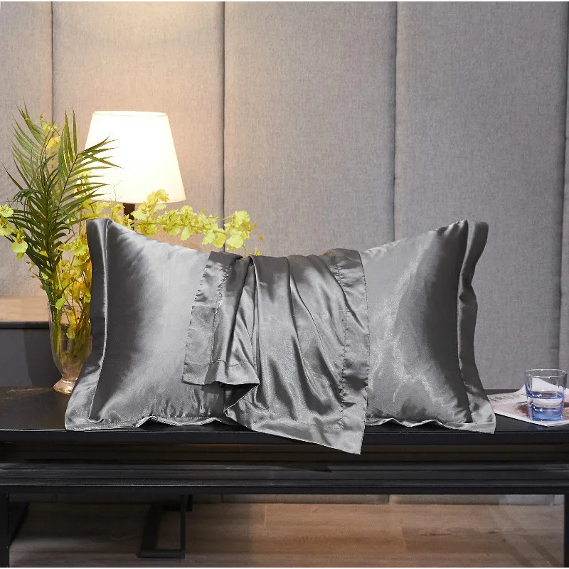 1pcs Luxury Satin Smooth Soft Pillowcase Silk Solid 100% Quality Cool Feeling Stripe Pillow Case Fashion Home Textile