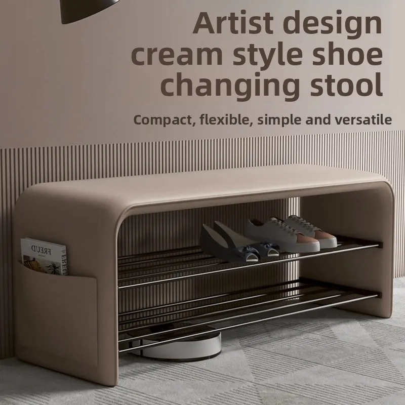 

Premium 2-Tier Shoe Bench with Storage Multifunctional Entryway Seat for Putting on Shoes Upholstered Ottoman for Bedroom
