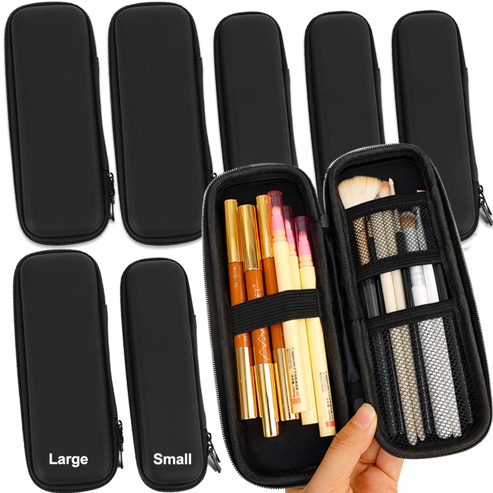 1-2 Pcs Black Makeup Brush Storage Bag Double Zipper Makeup Brushes Case Minimalist Waterproof Travel Brush Holder Makeup Case