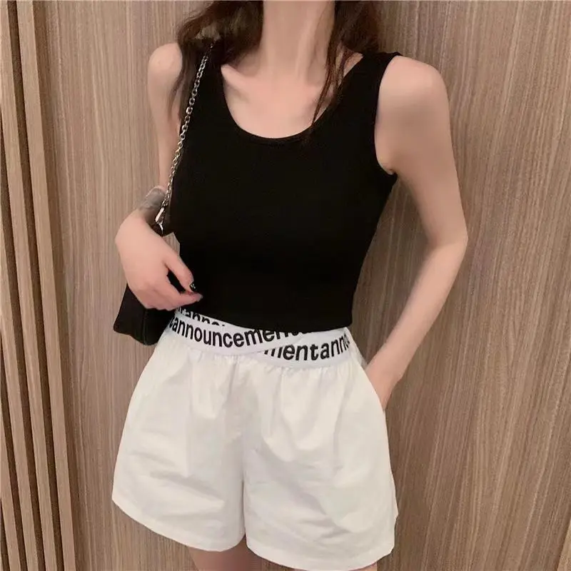 Shorts For Women Wide White High Waist Elastic Baggy Loose Short Pants Woman Casual Korean Style Design Youthful Luxury New In