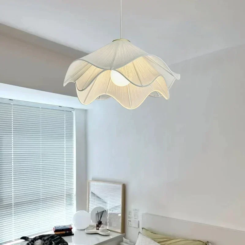 

Nordic Minimalist Creative Cream Style Fabric LED Pendant Light Living Room Bedroom Home Decoration Lighting