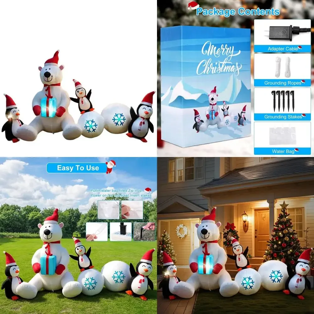 

Giant 8FT Inflatable Christmas Polar Bear & Penguin Combo with LED Lights for Outdoor and Indoor Holiday Decor