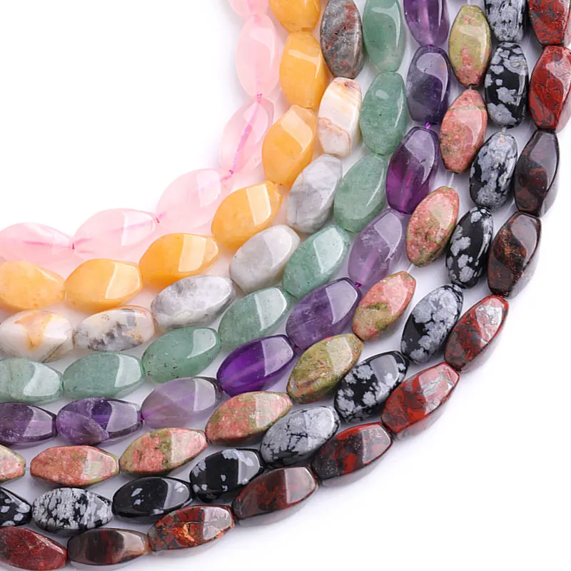 

6x12mm Twist Jewelry Beads Natural Stone Beads Select: Rose Quartzs, Aventurine Amethysts, Red Jaspers,Tiger Eye,Wholesale !