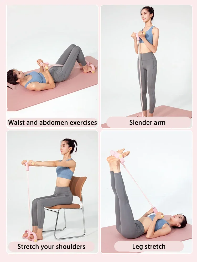 Multifunktionales Vier-Röhren-Pedal-Spannungsgerät Yoga-Elastikband Heimfitness-Ausrüstung Bauchmuskelstärkungs-Spannungsseil – Detail 11