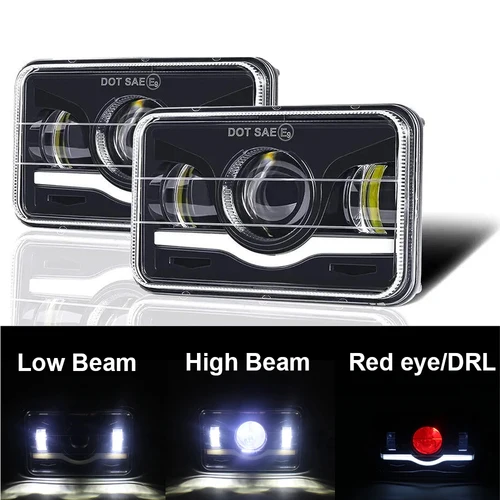 Faros LED de 12V, 24V, 4x6 pulgadas, luz de trabajo Led H4, luz cuadrada de repuesto para GMC Chevrolet, coche, Jeep, motocicleta, camión