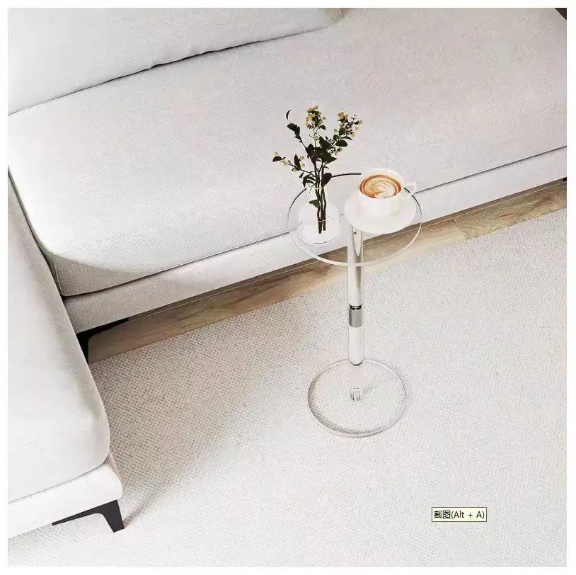 !@Colorful Acrylic Coffee Table Transparent Small Round Table Coffee Side Table