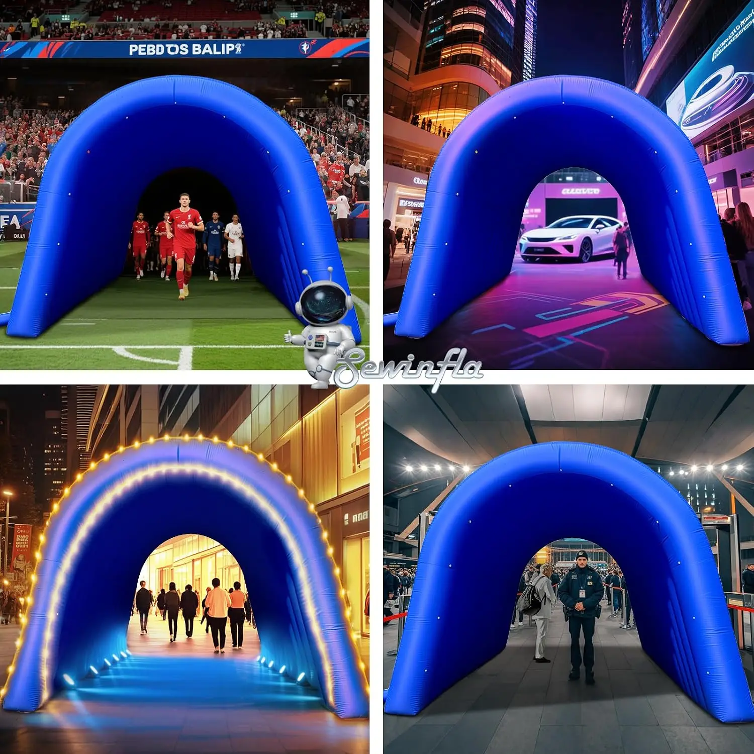 Blue Advertising Inflatable Sports Tunnel Blower Event Entrance
