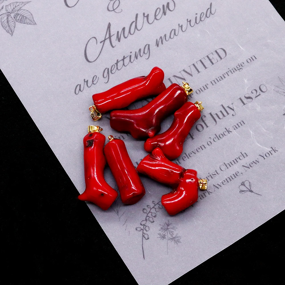 Red Coral Necklace Pendants Irregular Branch Natural Sea Bamboo Jewelry DIY Necklace Amulet Pendant Jewelry Accessories Gift 1pc