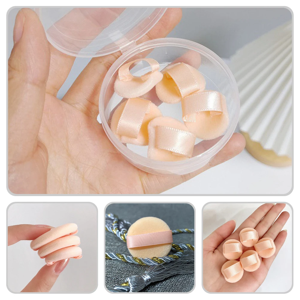 

5pcs 2 5cm Makeup For Powder Reusable Facial Sponges Round Flocking Makeup Puff Body