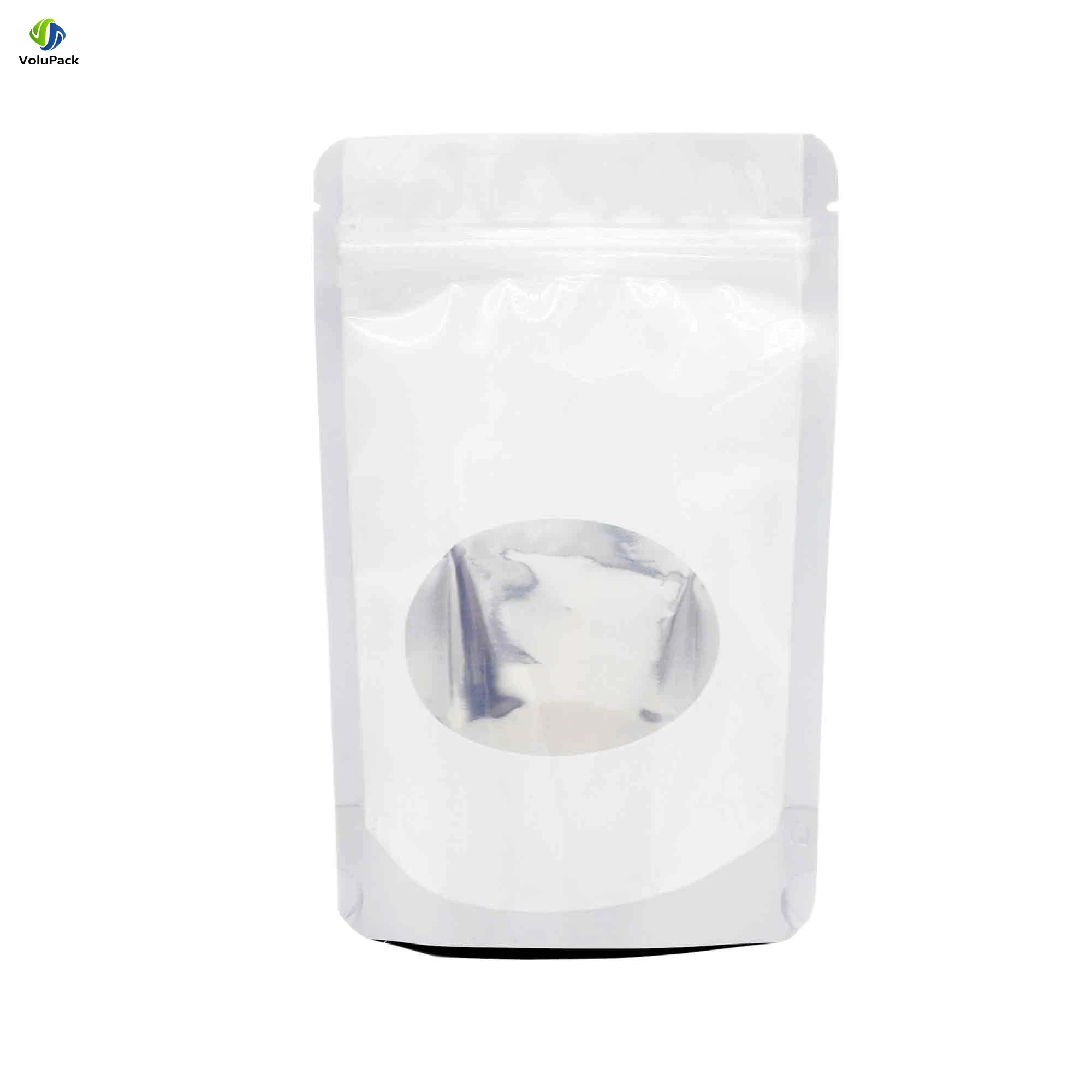 100pcs 12x18cm Glossy White Standing Up Zip Lock Pouches Resealable Aluminum Foil Heat Seal Mylar Bags Doypack With Clear Window