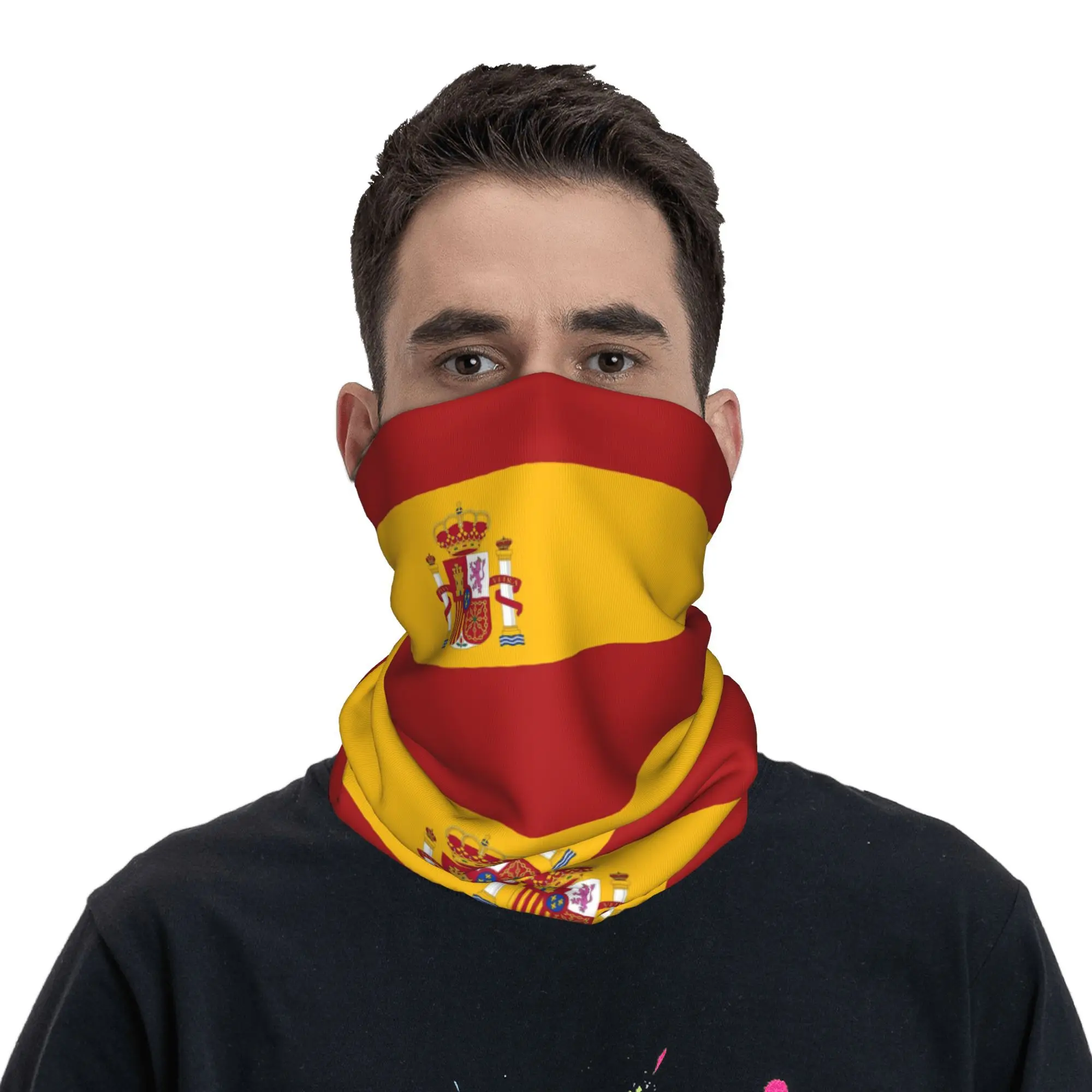 Bandana con bandera de España, polaina para el cuello, bufanda mágica estampada, mascarilla facial multifunción, senderismo, pesca, para hombres, mujeres, adultos, invierno