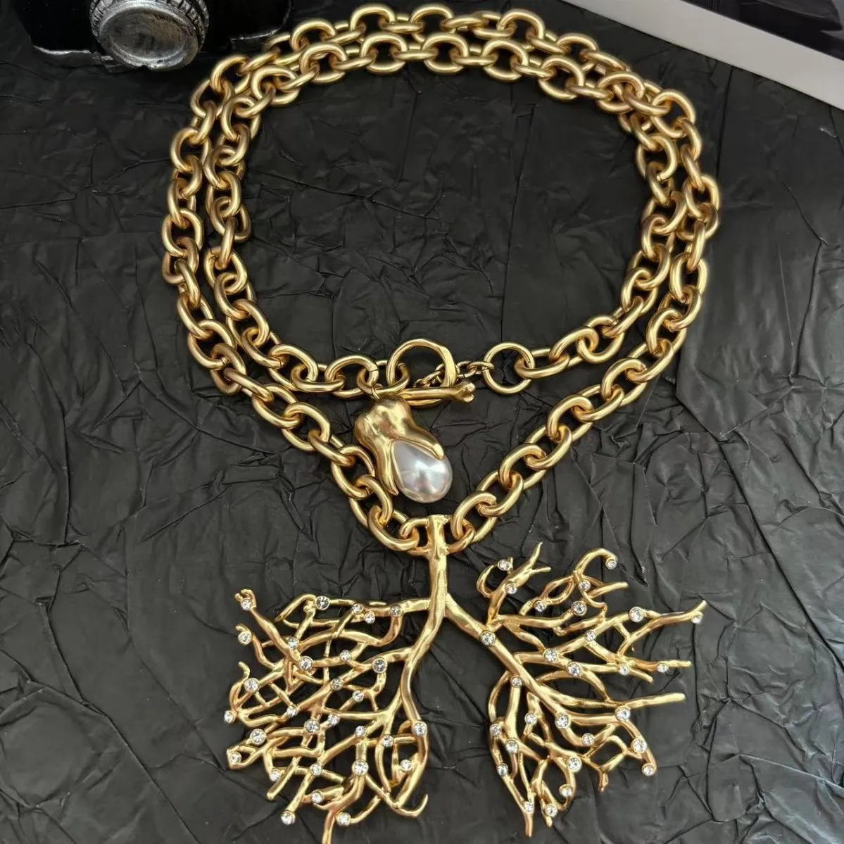 Europe America Heart Shaped Crystal Brass Gold Plated Necklace Brooch Women Top Quality Luxury Jewelry