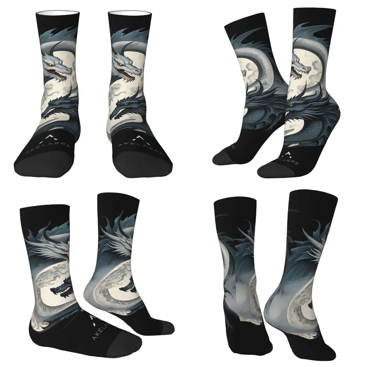All Seasons Crew Stockings Yin Yang Dragon Classical Mythology Art Socks Fashion Long Socks for Men Women Valentine's Day Gifts