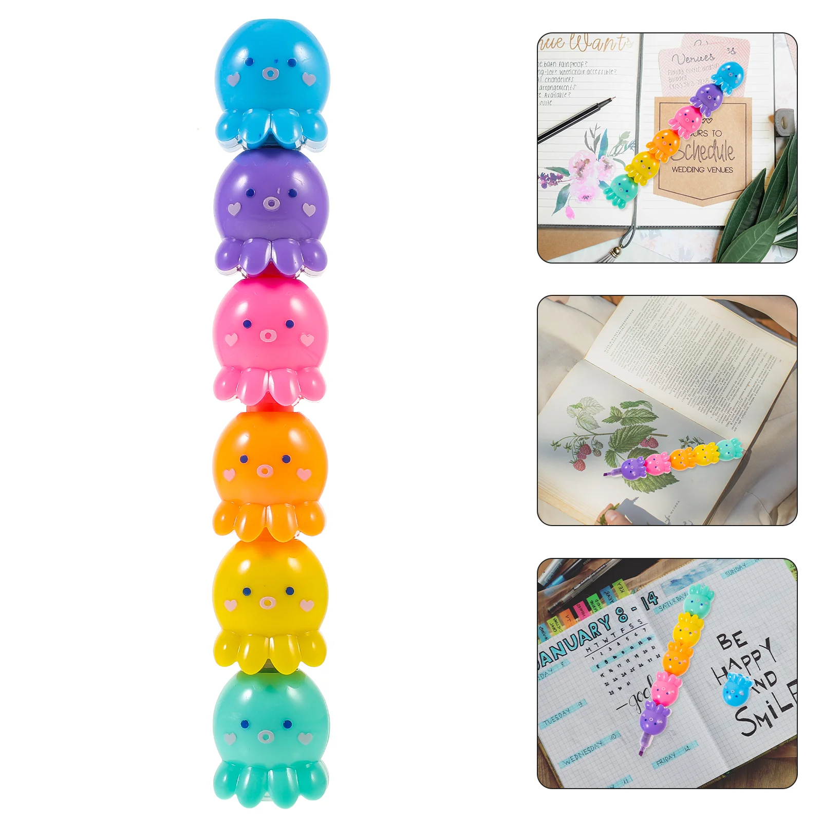 Octopus Stitching Pen Colorful Book Marker Cartoon Highlighter Highlighters Water Notes Pens Underlining