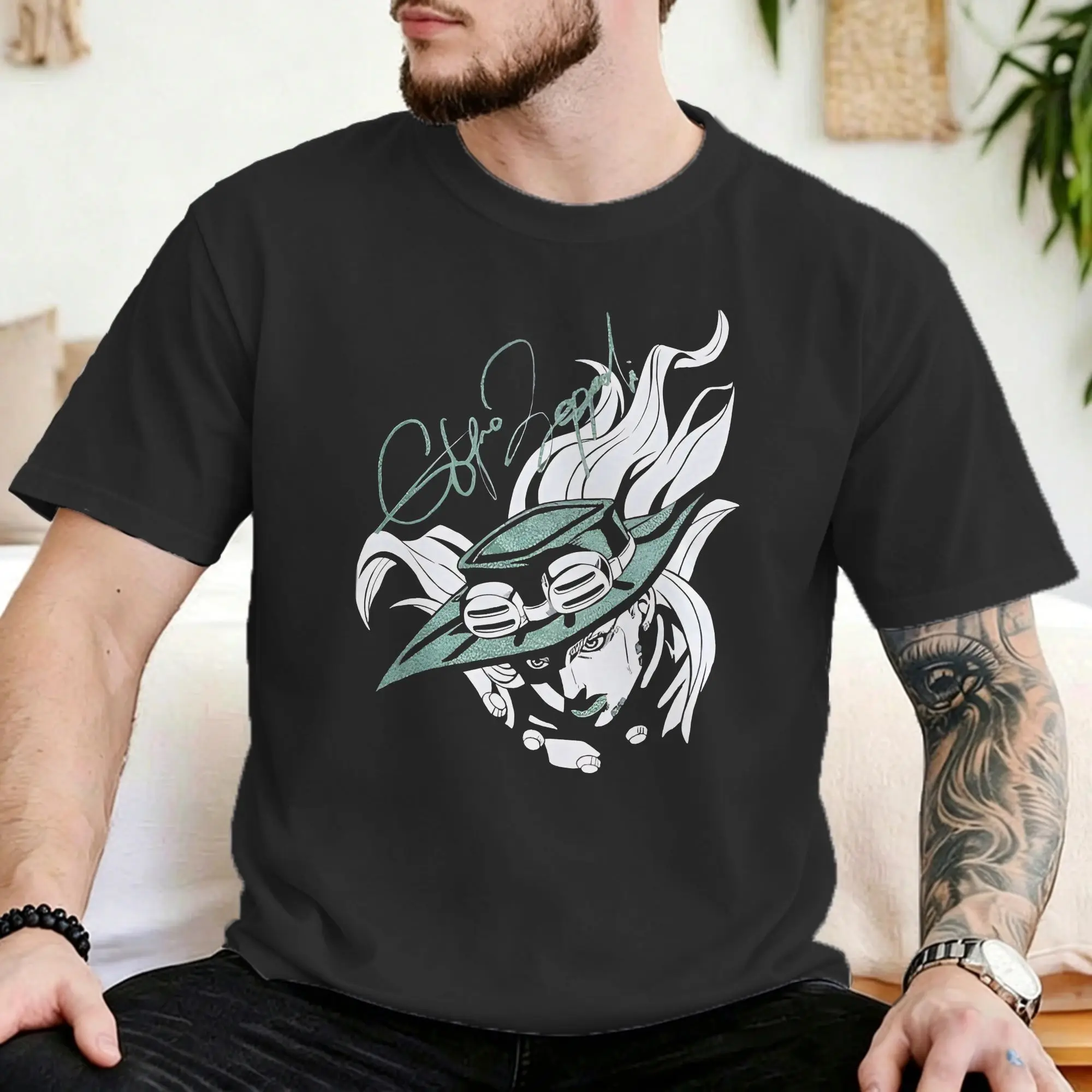 Men Women's Gyro Zeppeli T Shirt JoJos Anime  Pure Cotton Clothes Funny Short Sleeve Round Collar Tees Plus Size T-Shirt
