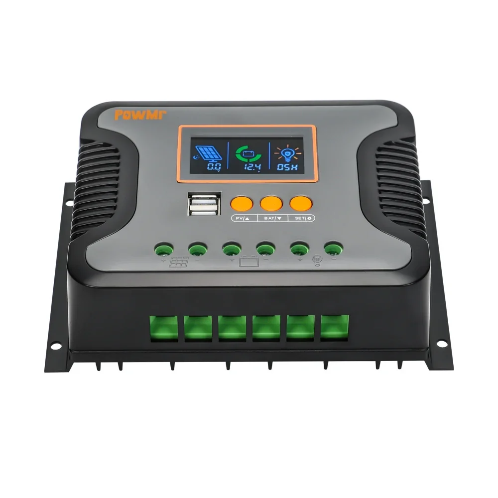 PowMr-controlador de carga Solar PWM Pstar 30A 60A 80A, cargador de batería de litio de plomo-ácido, Max PV 100V, modo de Control Dual