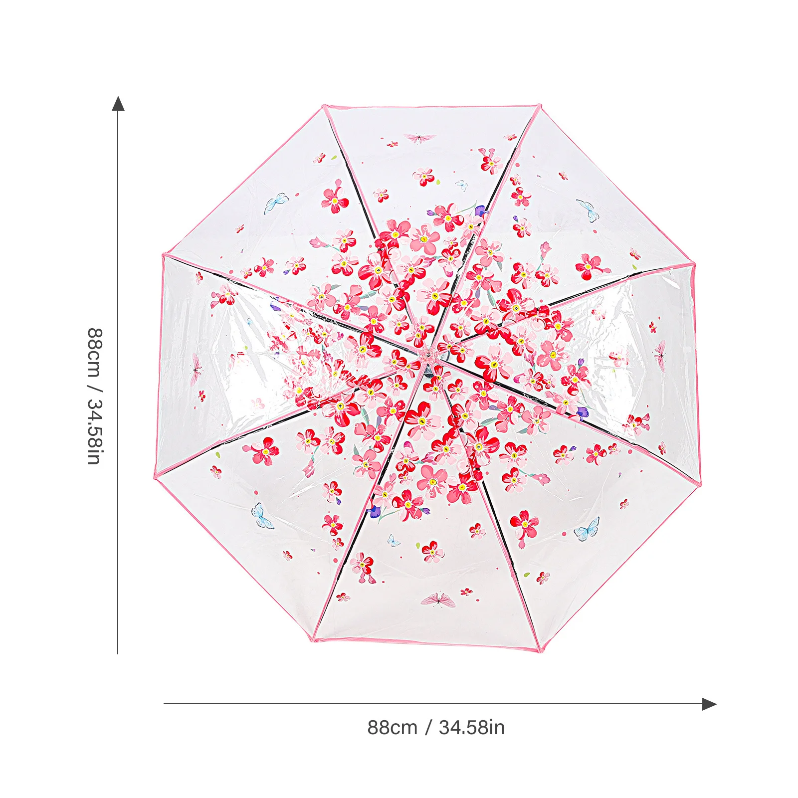 접이식 신부 웨딩 우산 꽃무늬 나비 패턴 투명 사진 소품 컴팩트 방풍 여행용 우산