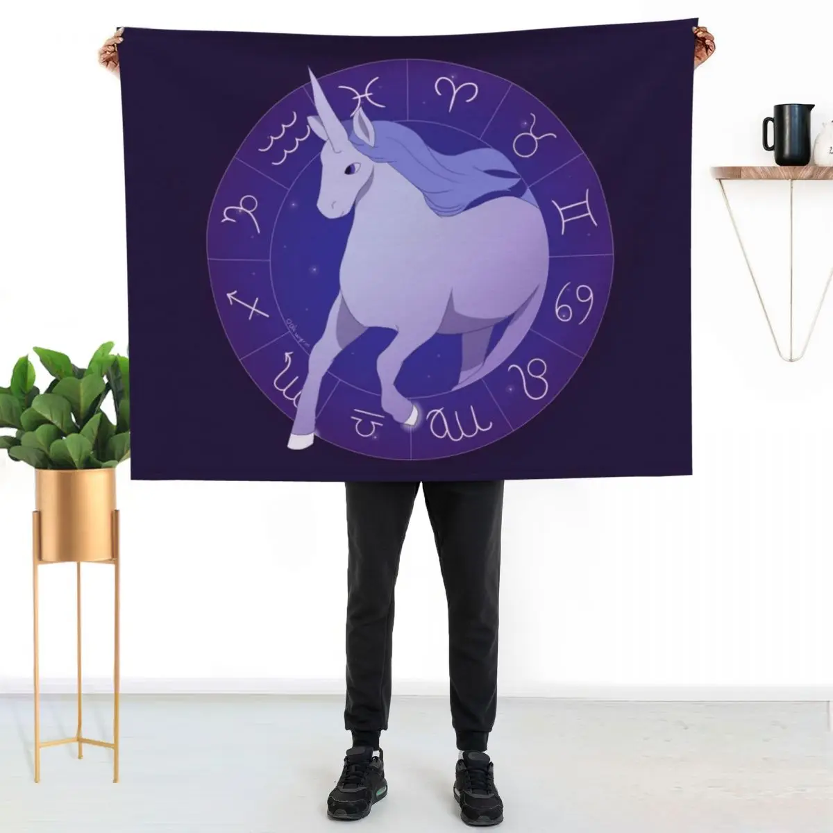 Horoscope Unicorn Throw Blanket Lightweight Warm Blanket for Travel Camping