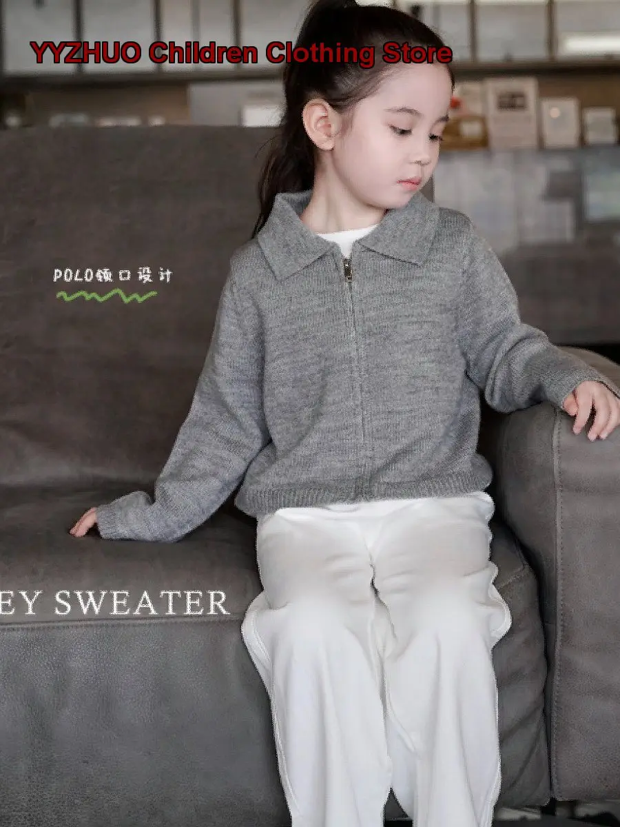 AnnieGirl Spring Casual Kids Polo Collar Knit Top Casual 2026