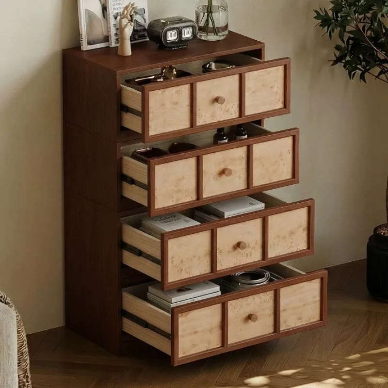 medieval solid wood chest combination, French retro card door cabinet, living room and home integrated bedroom drawer two-in-one