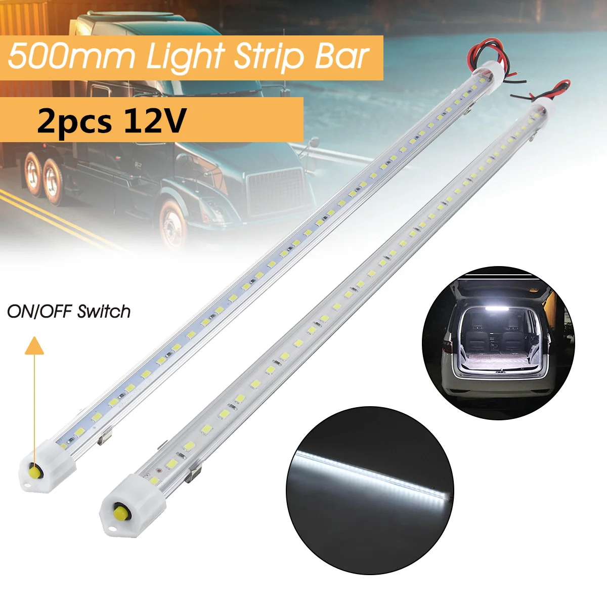 1/2/4 Stuks 50 Cm 12V 36 Led Auto-interieur Lichtbalk Helder Wit Licht buis Met Schakelaar Voor Rv Camper Boot Van Vrachtwagen Caravan