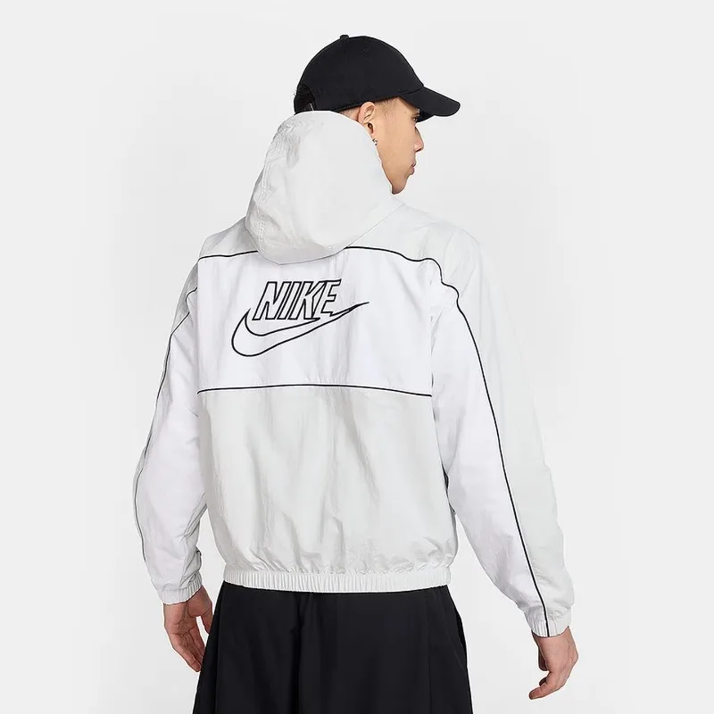 Nike Woven Drawstring Hood Anorak Jacket Spring Fall Multi Pocket Hiking Travel Light OuterwearHJ2013-025 1PCS