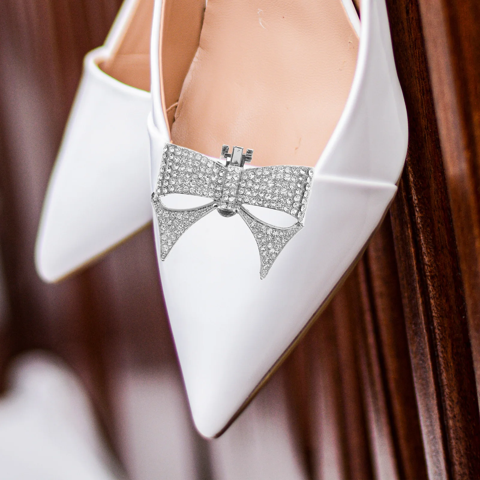 

1 Pair Shoe Flowers Bowknot Rhinestone Decor Silver Fashion Shoe Accessories For Wedding Party Diy Decoration Home Storage Tools