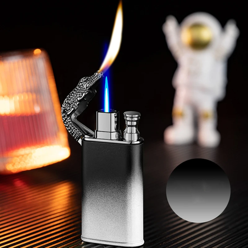 New Dragon Metal Lighter Creative Dragon Shaped Double Fire Cigar Lighter Jet Windproof Inflatable Lighter Novelty Men's Gift