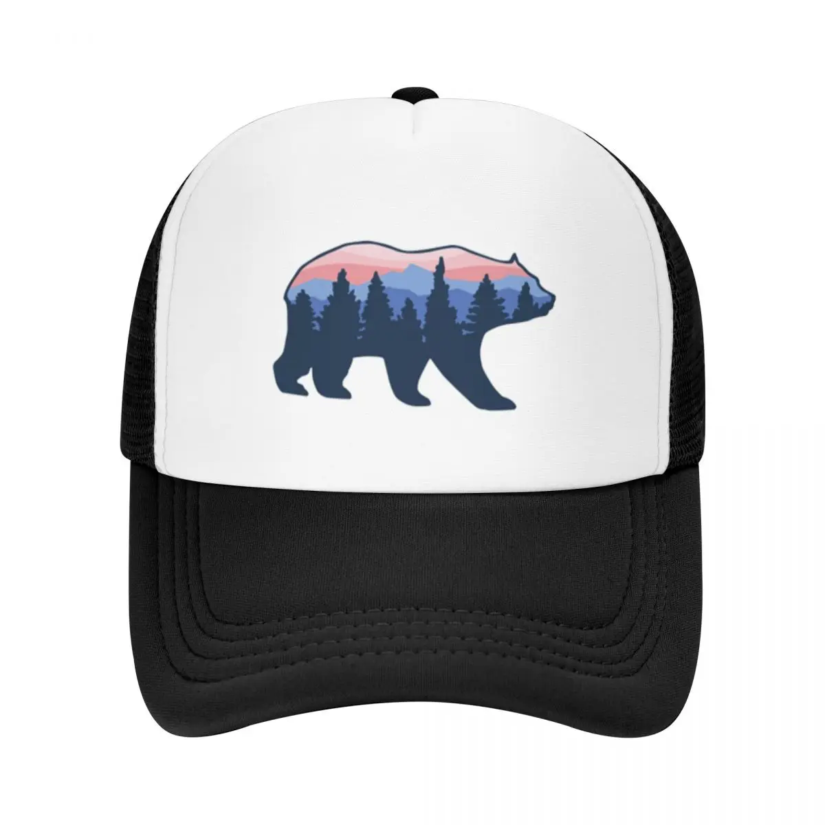 Bear Roaming Forrest Camping gorras de béisbol de malla para mujer impresión masculina playa Coquette sombrero gorra con visera