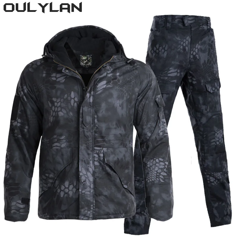 Imagem -05 - Oulylan-conjunto Impermeável de Camuflagem Tático Masculino Concha Macia Quebra-vento Quente Bolso Múltiplo Uniforme de Treino Fato Combate Inverno