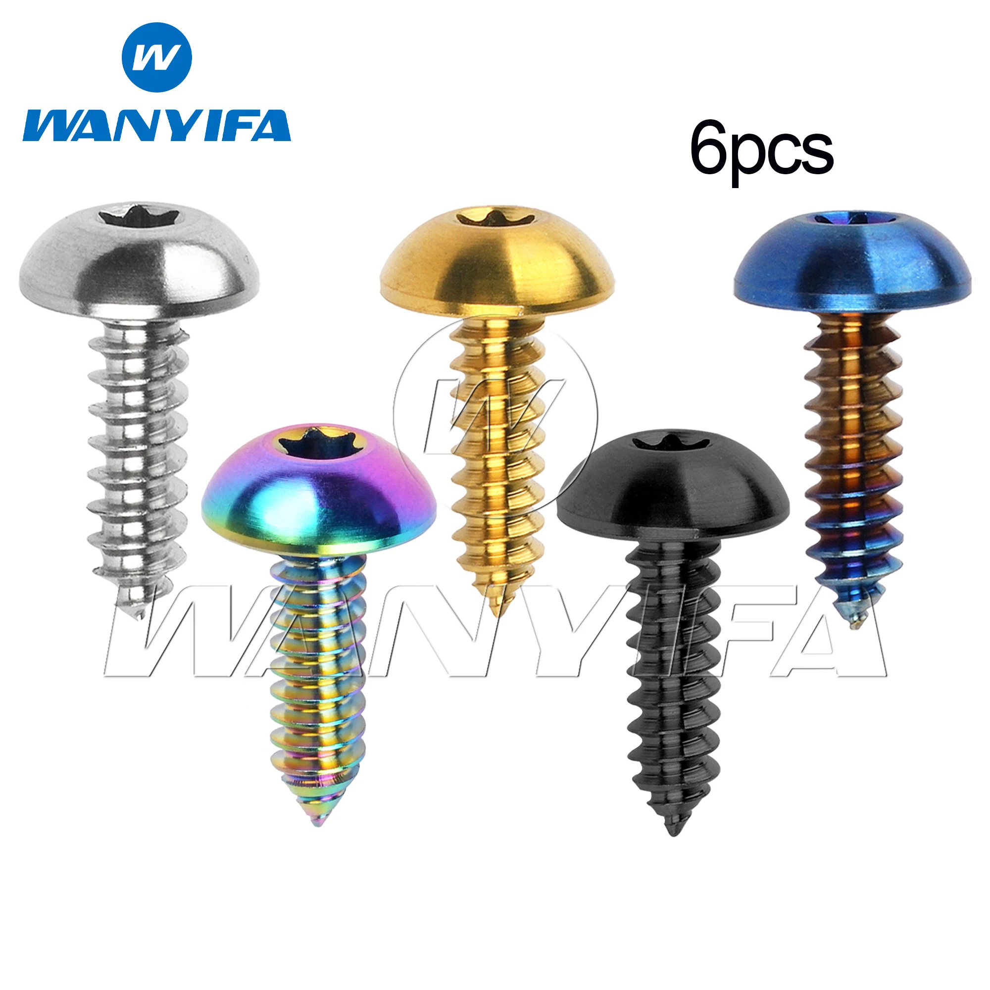 

Wanyifa 6pcs Titanium Bolt M5x17mm Button Self-Tapping Torx Head Screws for Motorcycle Car Boat