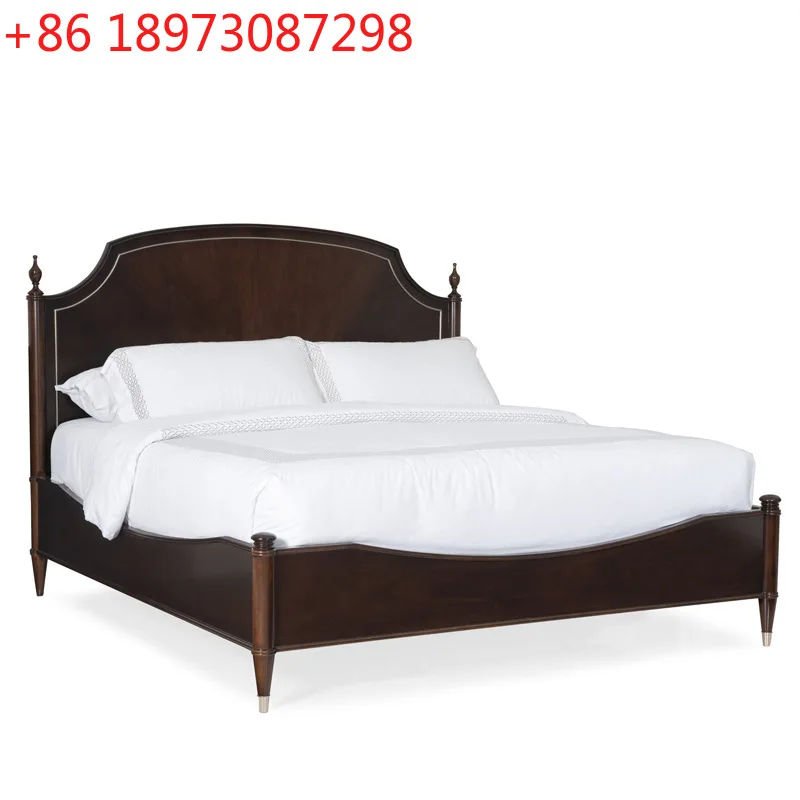 

Американская светлая роскошная двуспальная кровать в неоклассическом стиле с золотой росписью в стиле ретро, старая кровать принцессы из массива дерева в скандинавском стиле