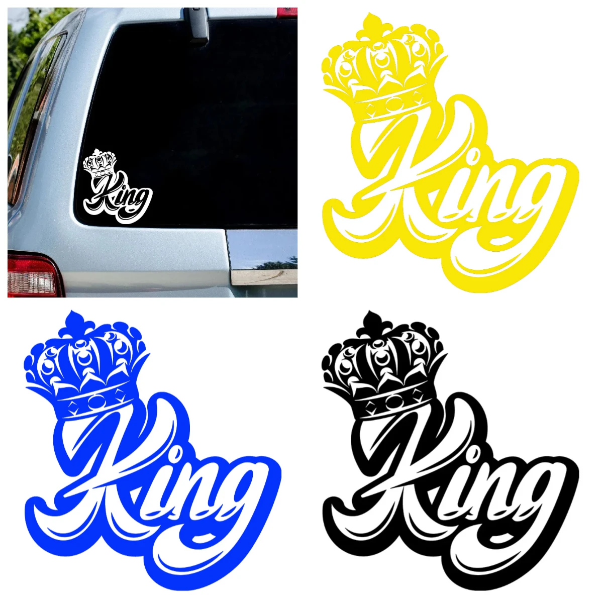 

Funny Car Sticker ‘KING with Crown’, Sunscreen Waterproof PVC Decal for Caravan Motorcycle Exterior, Custom Accessories Decor