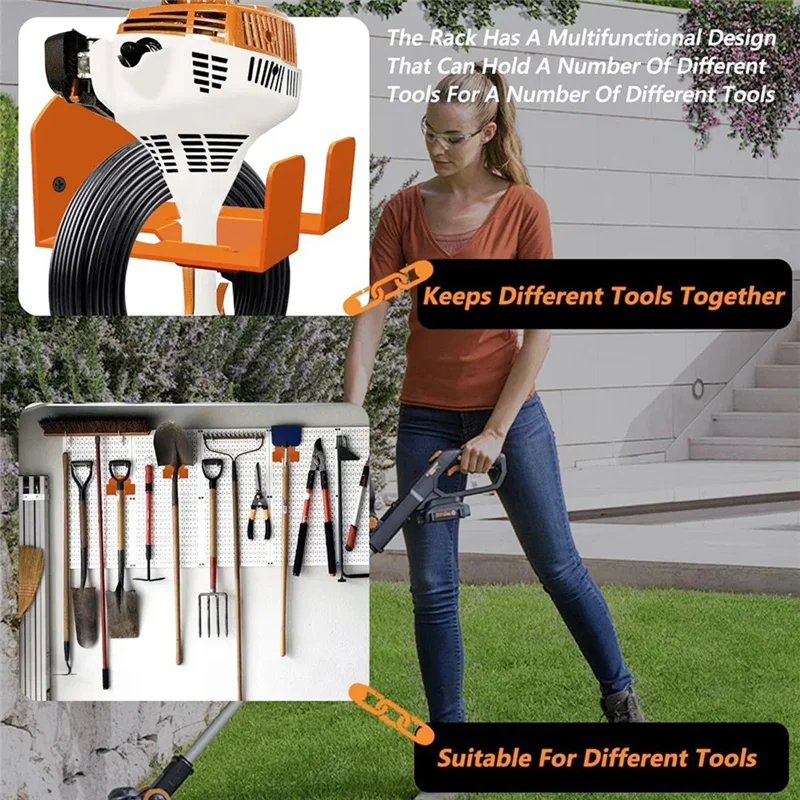 

ABFI Trimmer Rack Gardenpower Tool Organizer Hanger Garages Weed Whackers Holder Garden Tools
