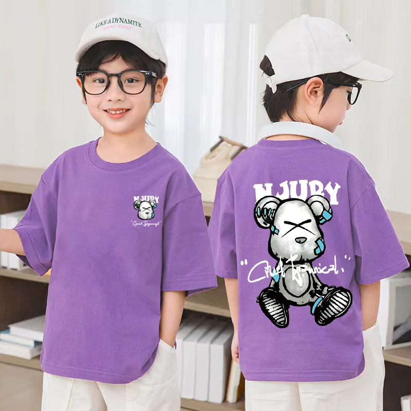 

2025 Summer Kids Clothes Streetwear Print Cartoon T Shirt Short Sleeve Tops Tees Boys Girls Clothes 100%Cotton T Shirts Children