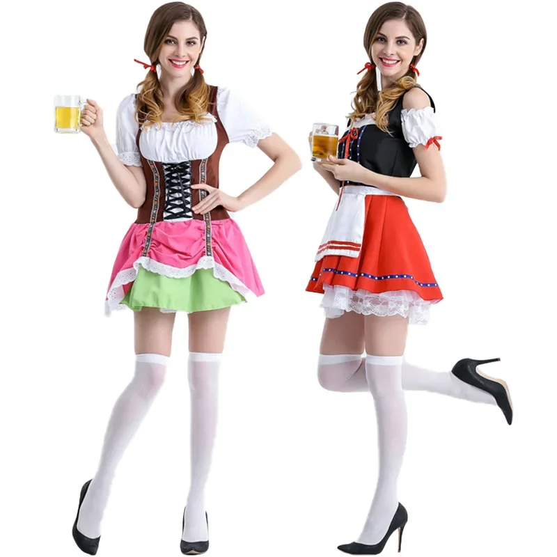 الكبار النساء مهرجان أكتوبر dirndl زي البافارية البيرة حفلة كرنفال النادل فستان ونش خادمة لوليتا تنورة تأثيري فانتازيا الزي