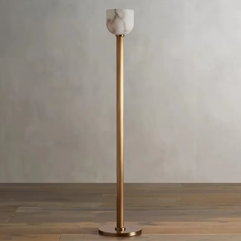 Spanish Luxury Marble Floor Lamp Alabaster Standing Light for Living Room Bedroom Hotel Study Sofa Side Decoration