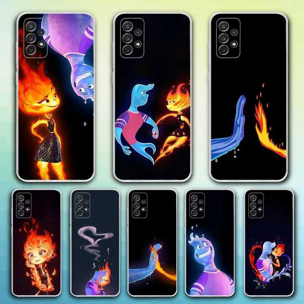 

Phone Case For Samsung S30,23,21,22,20, FE lite,S10,9,8,7 PIus Note20ultra Soft P-Pixar Cartoon ElementalS Transparent