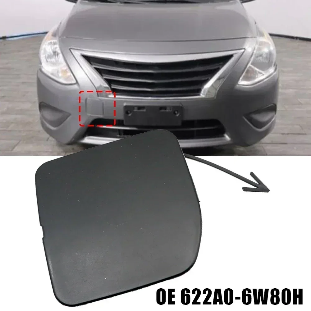 CarHome 1x Car Bumper Tow Hook Cover - Black Unpainted ABS Cap For Nissan Versa Sedan 2015-2016 High Quality Exterior Car Parts